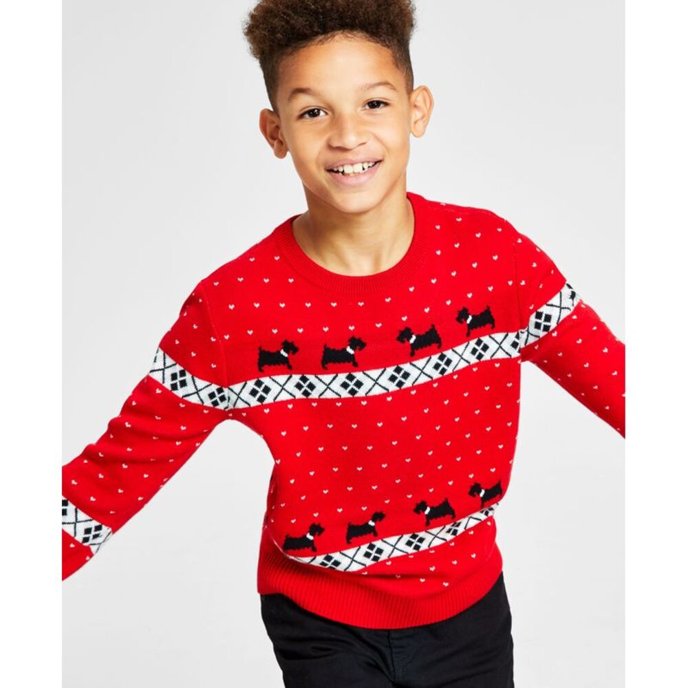 Charter Club Big Boys Walking Scottie Holiday Sweater